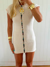 Scandivv strikkjole med knapper - Off white