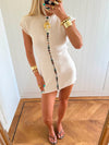 Scandivv strikkjole med knapper - Off white