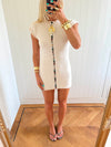 Scandivv strikkjole med knapper - Off white