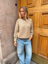 Lilou striktrøje - Beige/brun