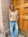 Lilou striktrøje - Beige/brun