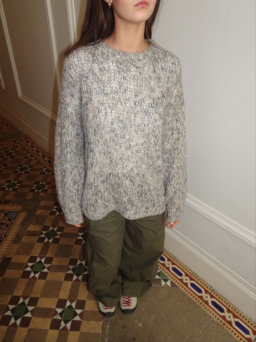 Jeala striktrøje - Beige/grå