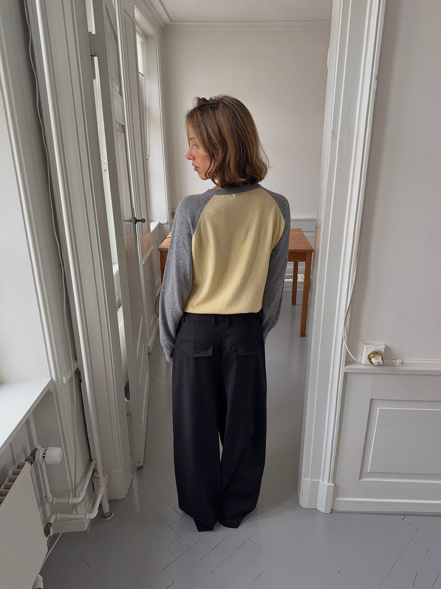 Oliva striktrøje - Grå/gul