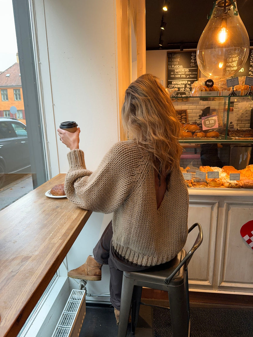 Lilou striktrøje - Beige/brun