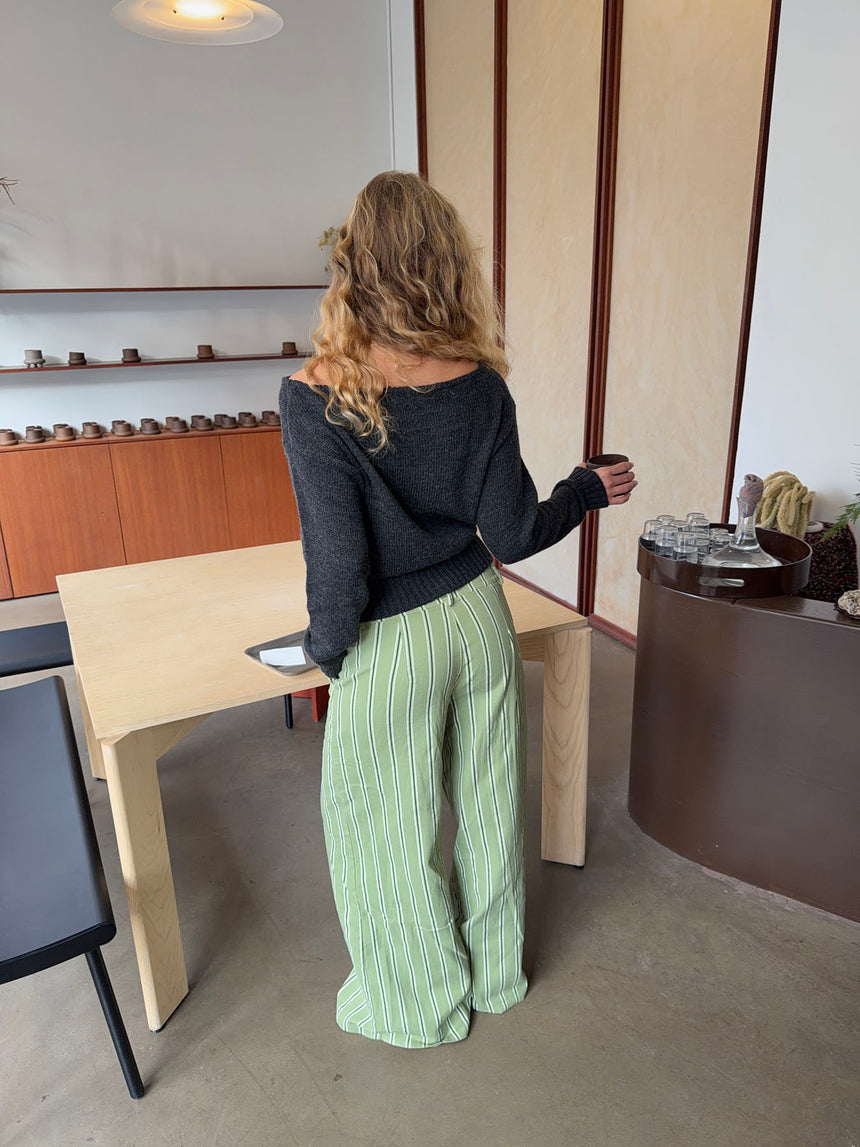 Loni one shoulder striktrøje i uld - Grå