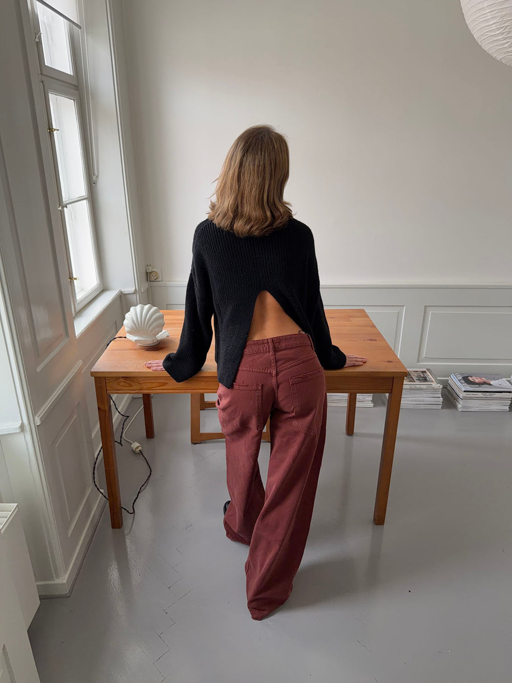 Cholana striktrøje med åben ryg - Sort