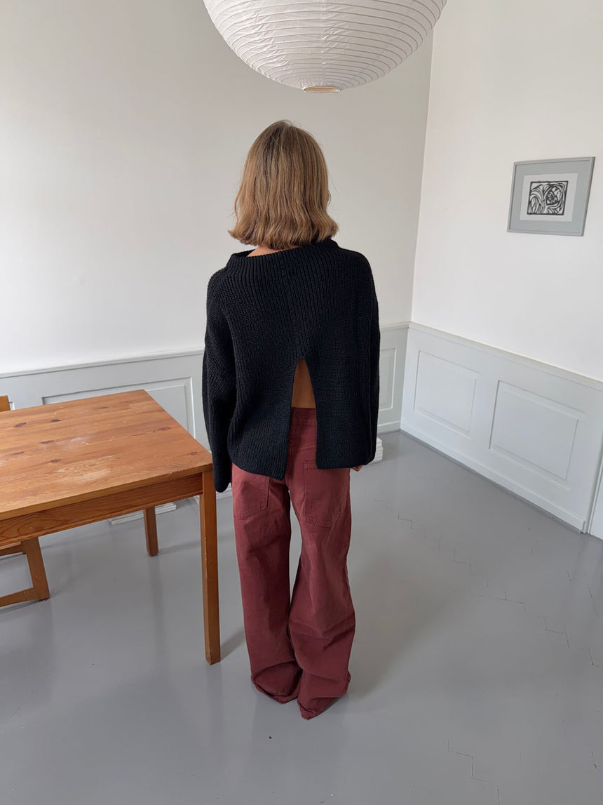 Cholana striktrøje med åben ryg - Sort