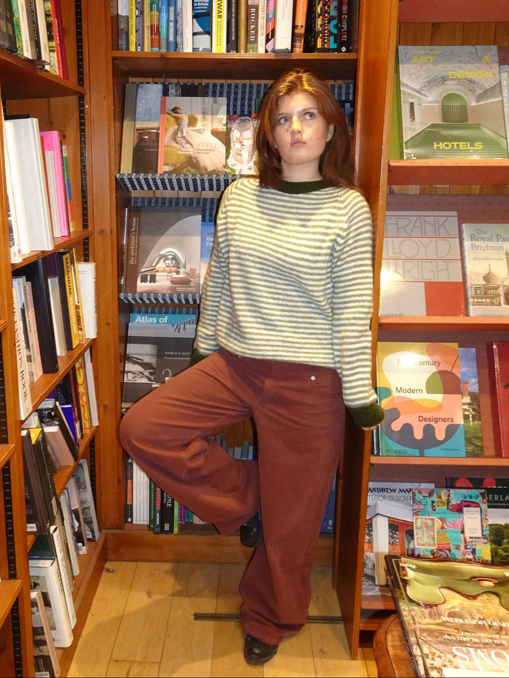 Selora striktrøje med striber - Grøn/hvid