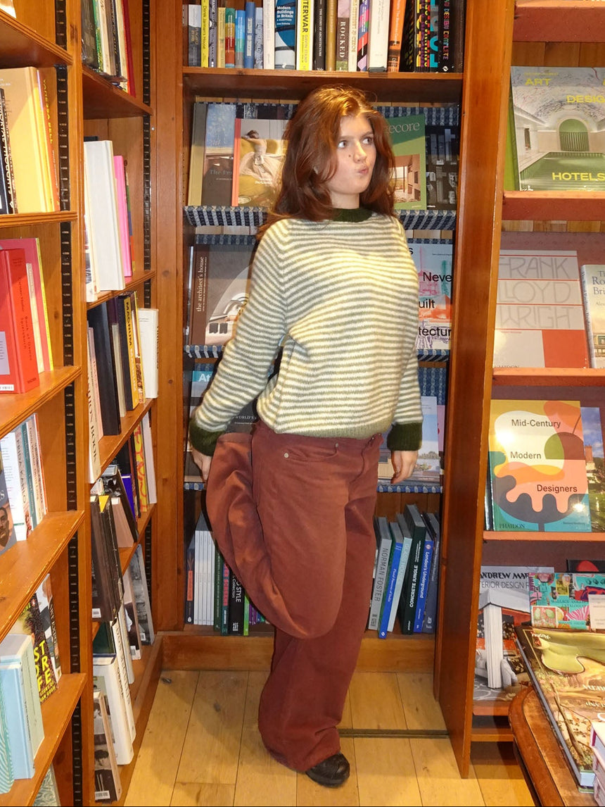 Selora striktrøje med striber - Grøn/hvid