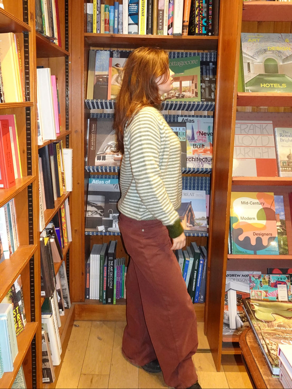 Selora striktrøje med striber - Grøn/hvid