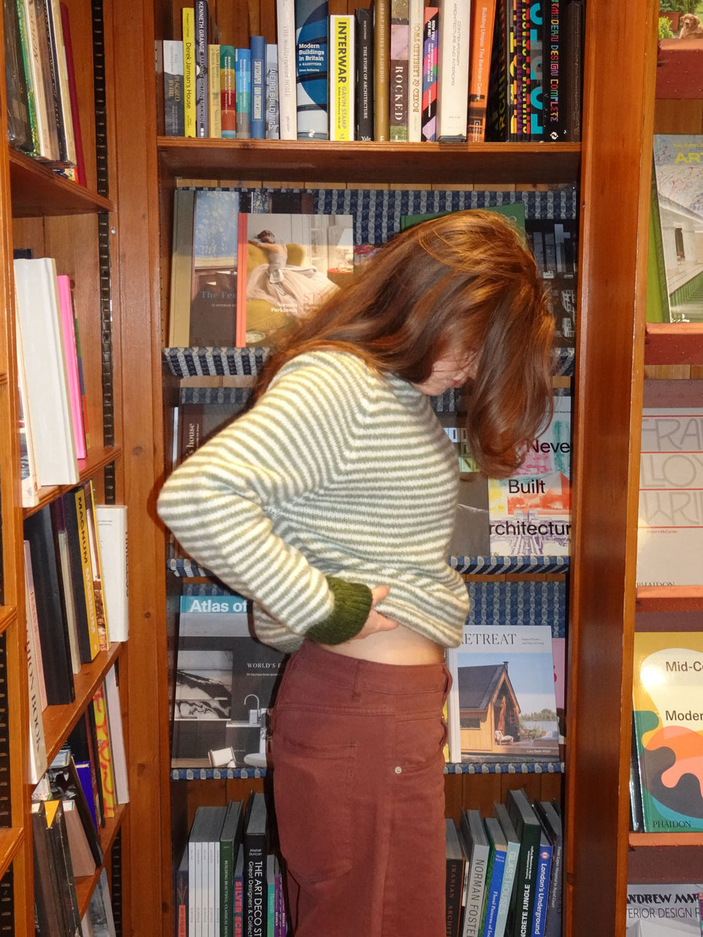 Selora striktrøje med striber - Grøn/hvid