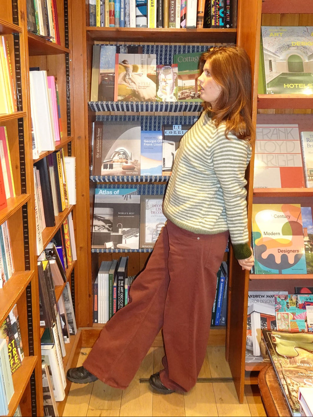 Selora striktrøje med striber - Grøn/hvid