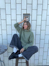Idun striktrøje med turtleneck - Kaki