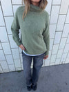 Idun striktrøje med turtleneck - Kaki