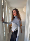 Swela striktrøje med turtleneck - Lyseblå/mørkeblå