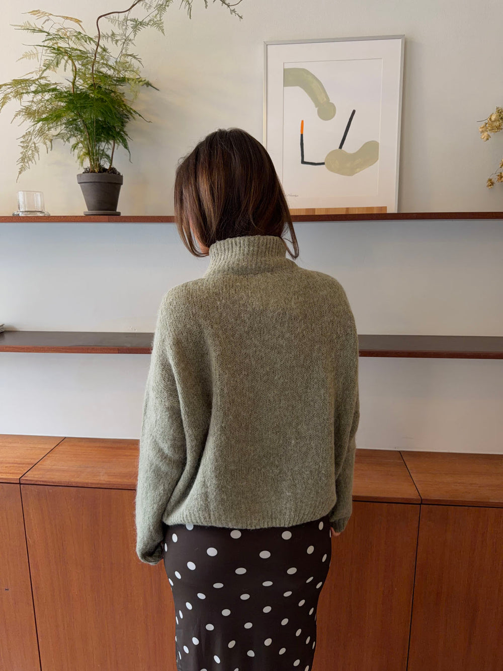 Kami striktrøje med zip up - Grøn