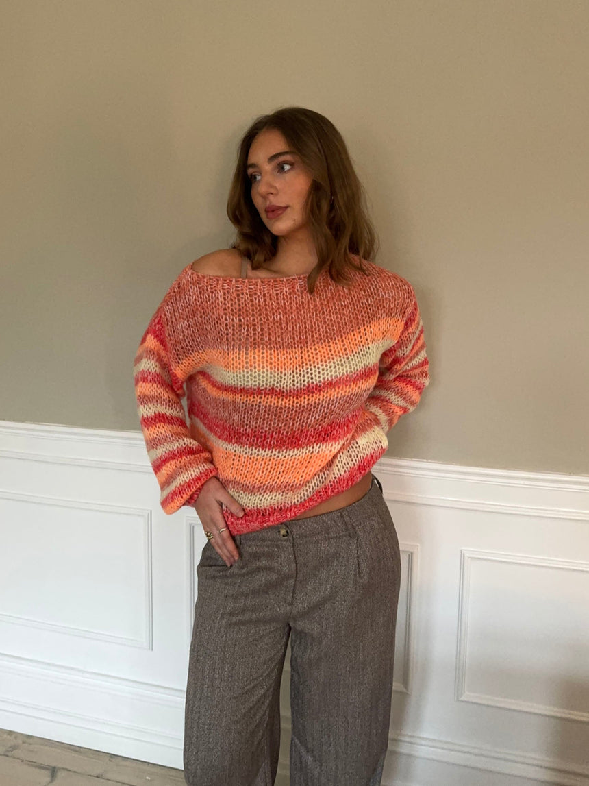 Helin striktrøje - Rød/Orange