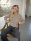 Alyssa striktrøje med turtleneck - Beige