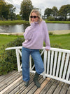 Cally striktrøje med turtleneck - Lyselilla