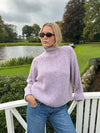 Cally striktrøje med turtleneck - Lyselilla