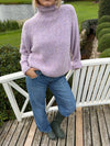 Cally striktrøje med turtleneck - Lyselilla