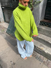 Valdamara striktrøje med turtleneck - Lime grøn