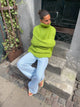 Valdamara striktrøje med turtleneck - Lime grøn