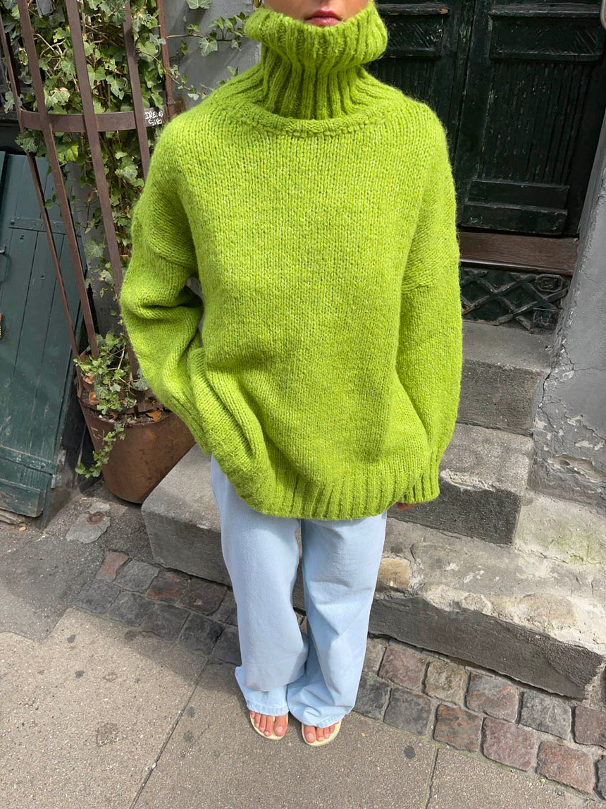 Valdamara striktrøje med turtleneck - Lime grøn