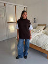 Kahula strikvest med t-shirt - Brun/hvid