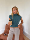 Nivena strikvest med turtleneck - Blå