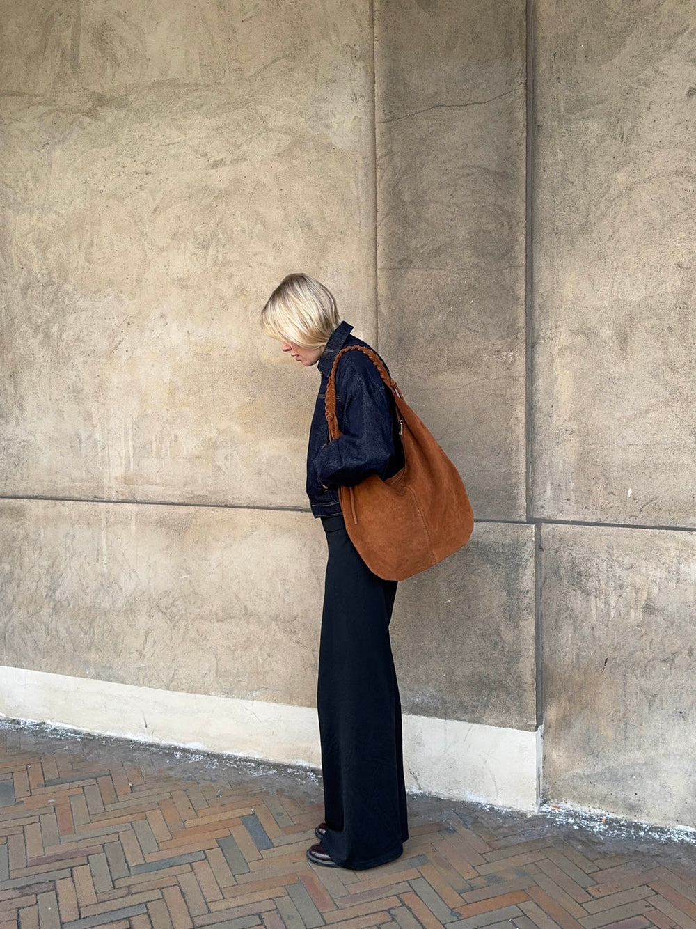 Fiala suede taske - Brun