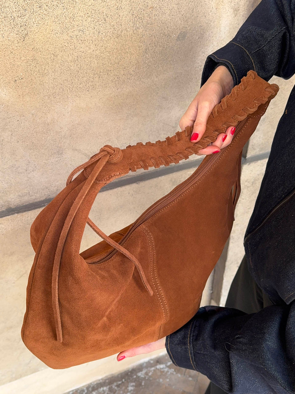 Fiala suede taske - Brun