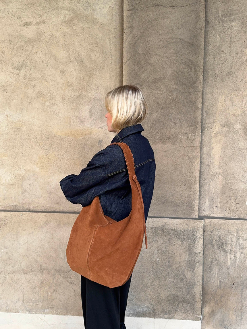 Fiala suede taske - Brun