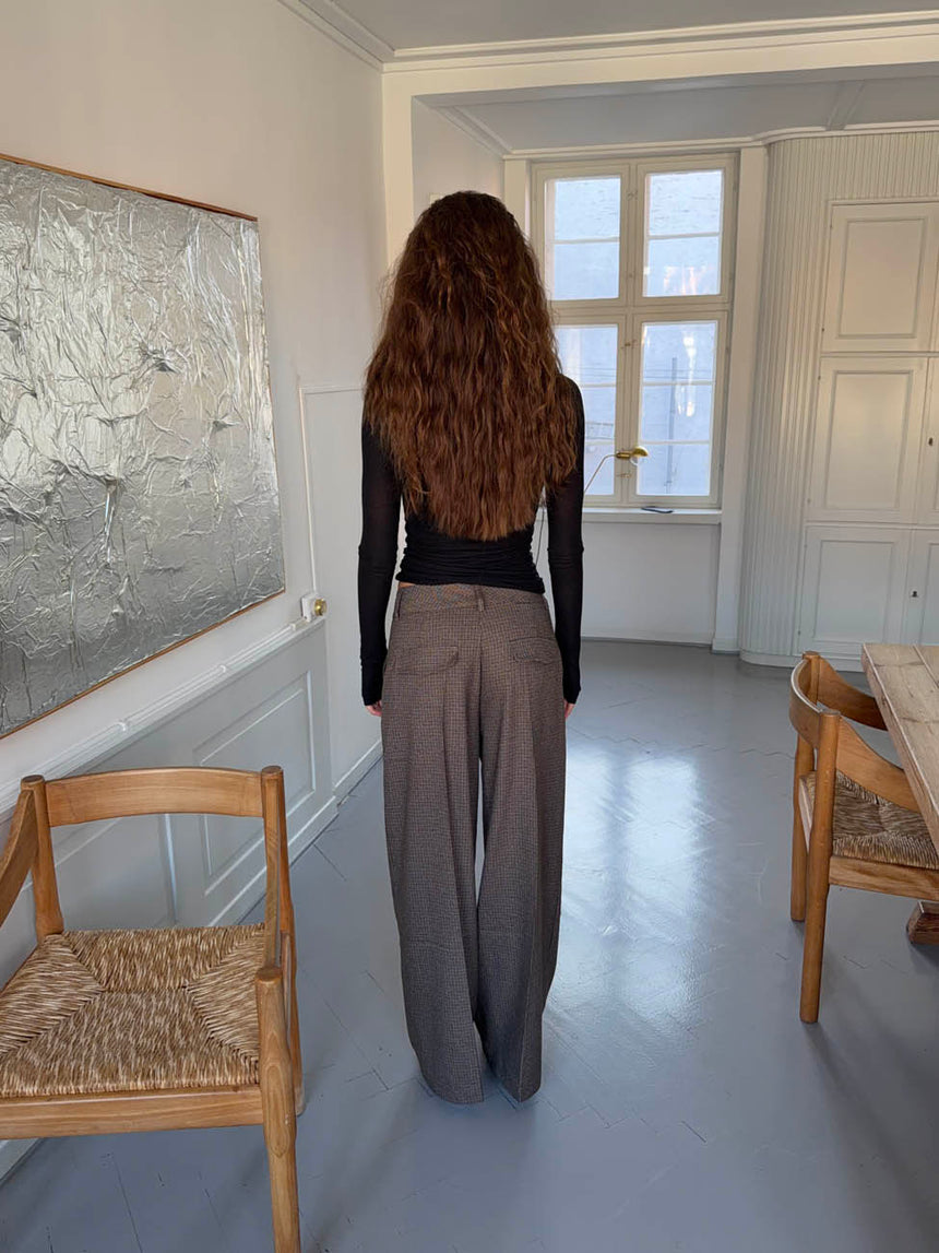 Tulle suitbukser med tern - Brun/sort