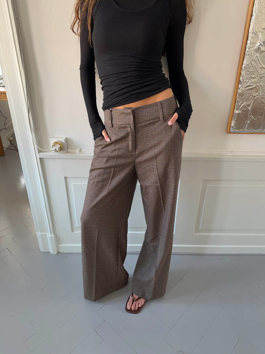 Tulle suitbukser med tern - Brun/sort