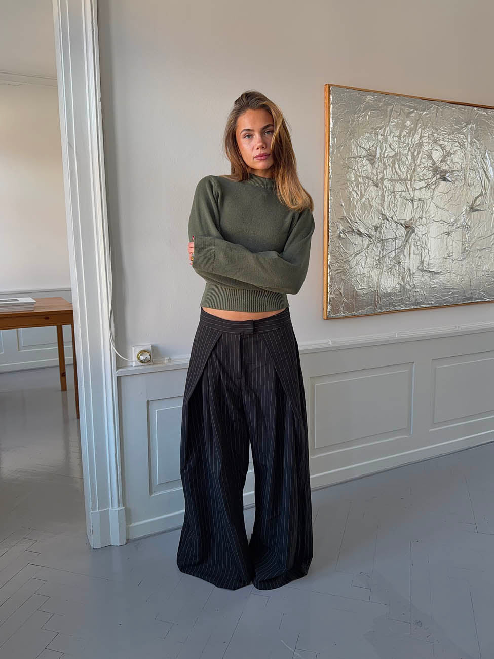 Klausa suitpants med nålestriber - Sort/hvid