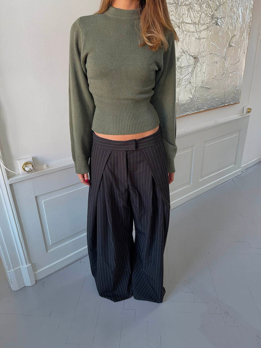 Klausa suitpants med nålestriber - Sort/hvid