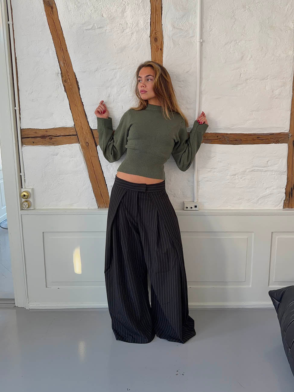 Klausa suitpants med nålestriber - Sort/hvid