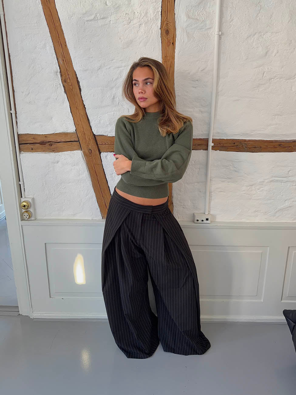 Klausa suitpants med nålestriber - Sort/hvid