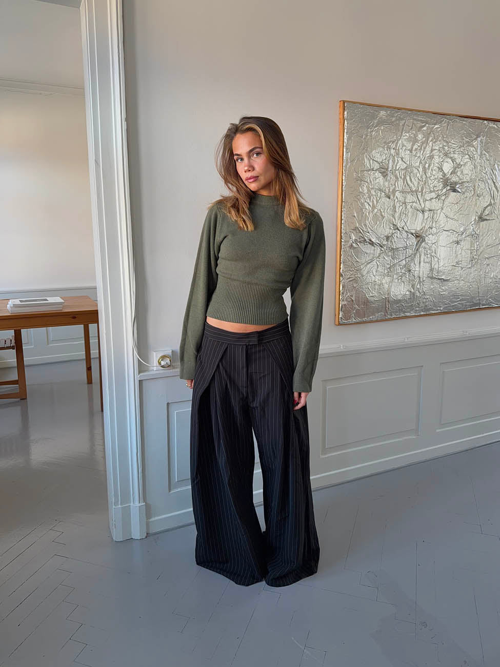 Klausa suitpants med nålestriber - Sort/hvid