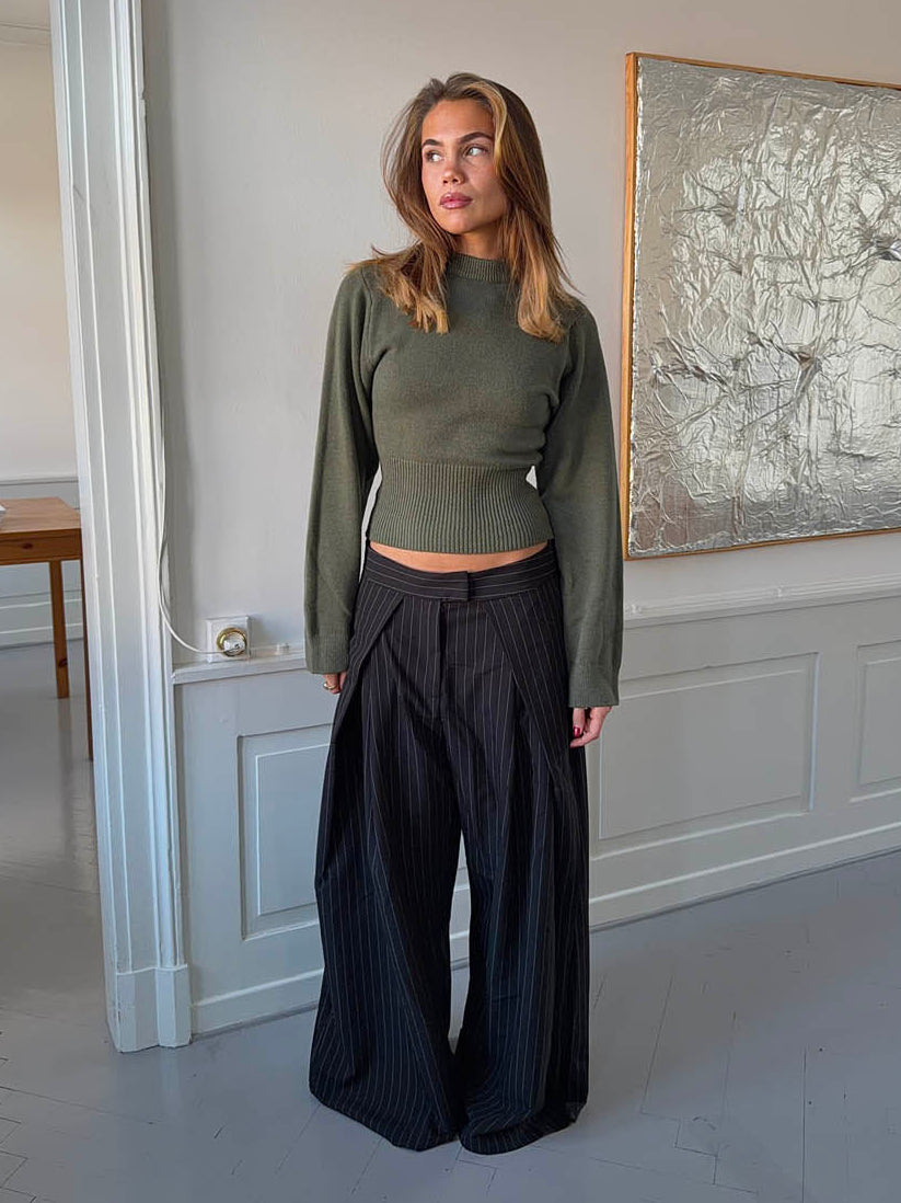 Klausa suitpants med nålestriber - Sort/hvid