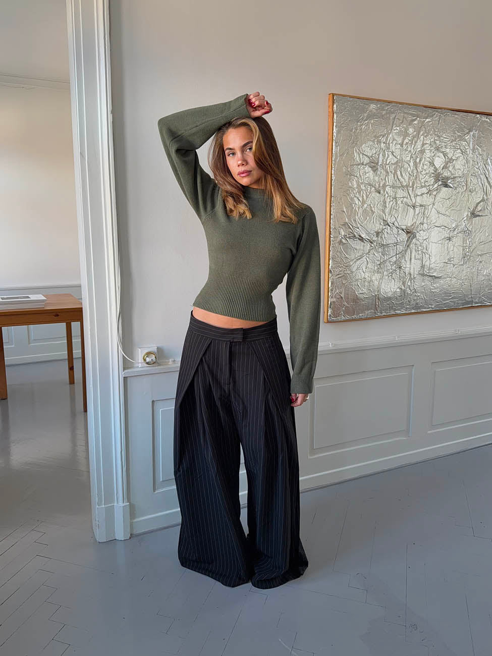 Klausa suitpants med nålestriber - Sort/hvid