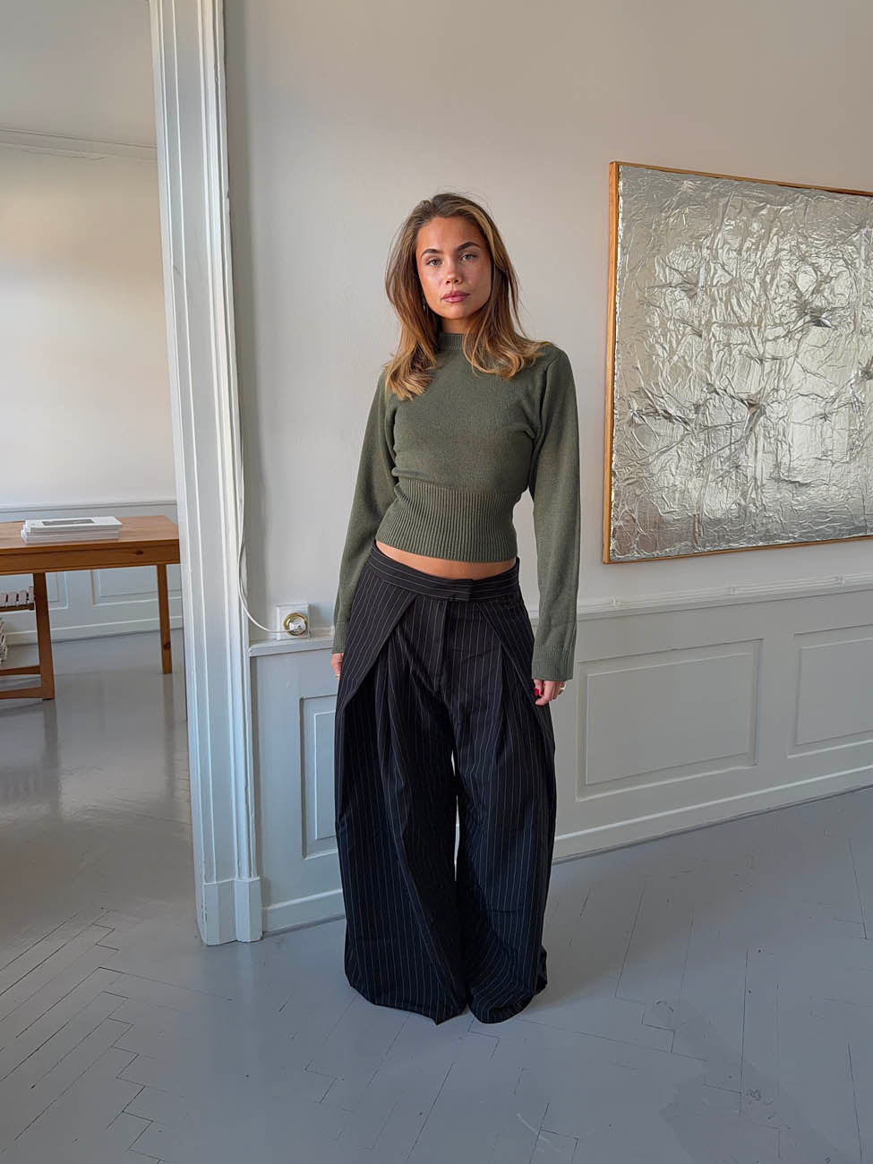 Klausa suitpants med nålestriber - Sort/hvid