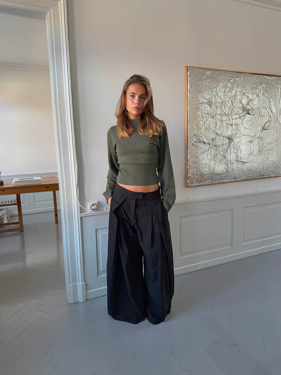 Klausa suitpants med nålestriber - Sort/hvid