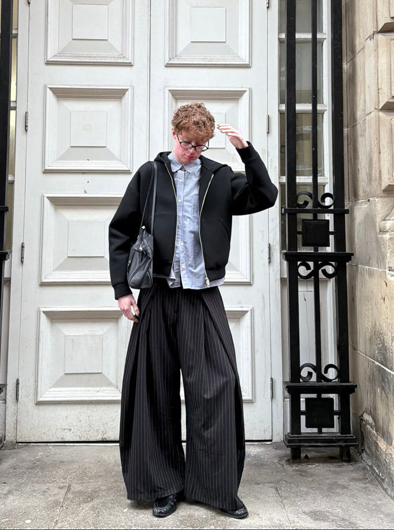 Klausa suitpants med nålestriber - Sort/hvid