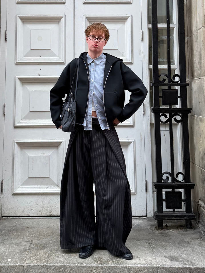 Klausa suitpants med nålestriber - Sort/hvid