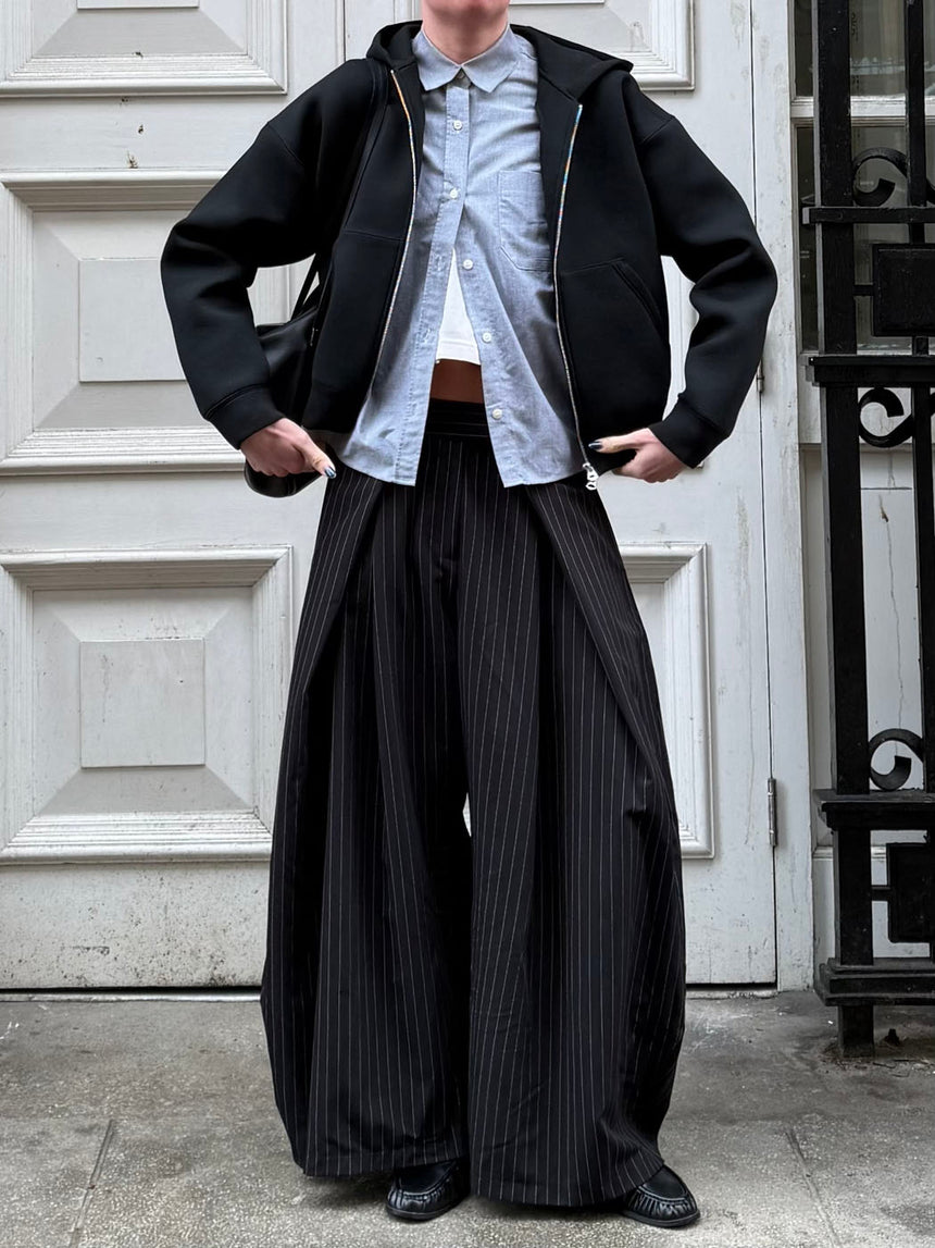 Klausa suitpants med nålestriber - Sort/hvid