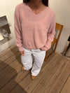 Aiko sweater med v-udskæring - Lyserød