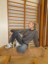 Gracey sweatshirt med striber - Brun/hvid