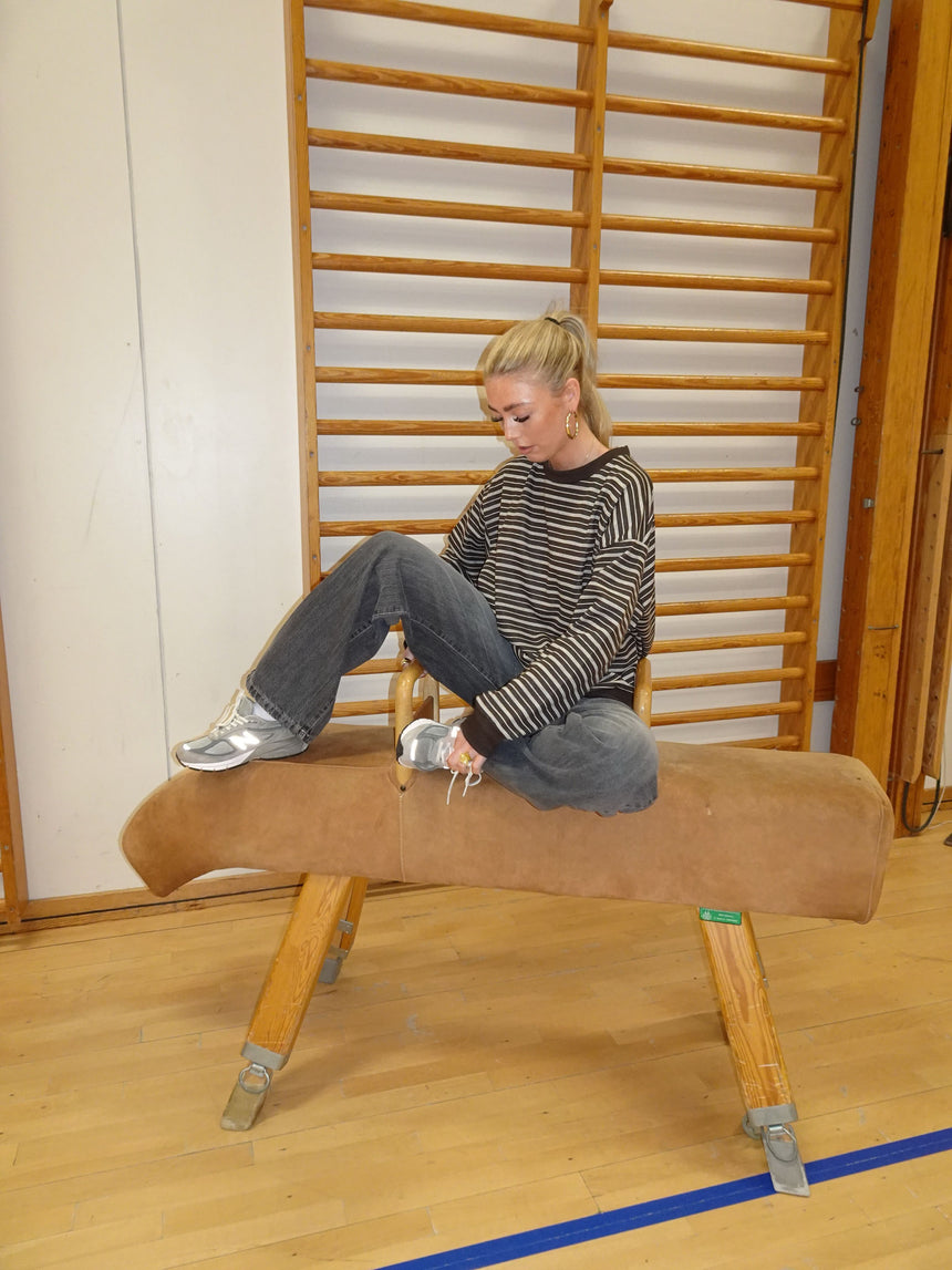 Gracey sweatshirt med striber - Brun/hvid